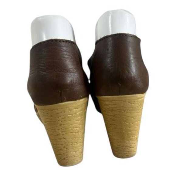 Handmade Leather Huarache Wedge Size 7 Brown Floral Embroidered Mexico Heels - Picture 7 of 12